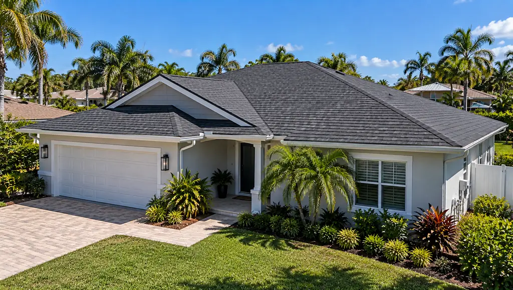 Single-story home with a new gray architectural shingle roof